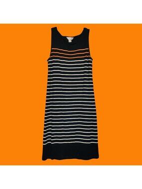 Christopher & Banks Sleeveless Navy Stripe Cotton Dress S
